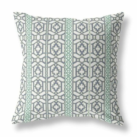 PALACEDESIGNS 26 in. Linework Indoor & Outdoor Zippered Throw Pillow White & Gray PA3101144